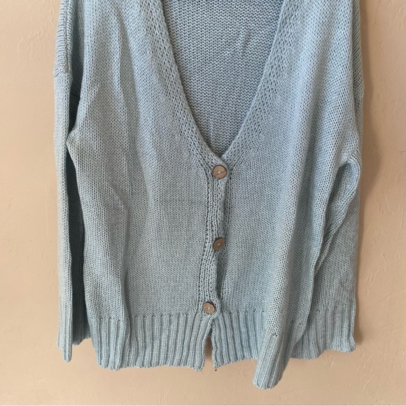 Misslook Chunky Oversized Light Blue Cardigan Sweater Button Closure Large - Picture 8 of 9